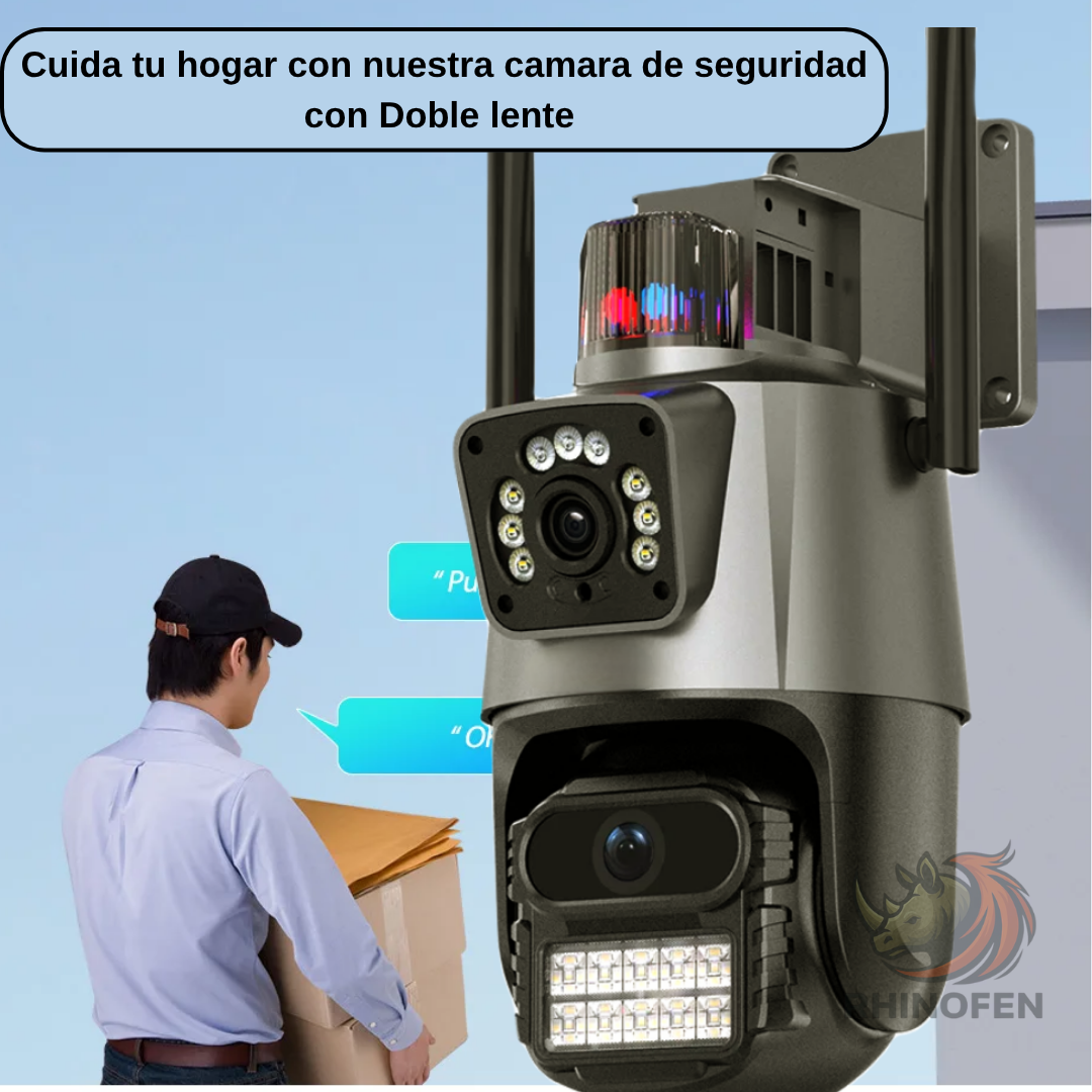 Cámara Dual IP con Alarma Baliza Wifi Ip66