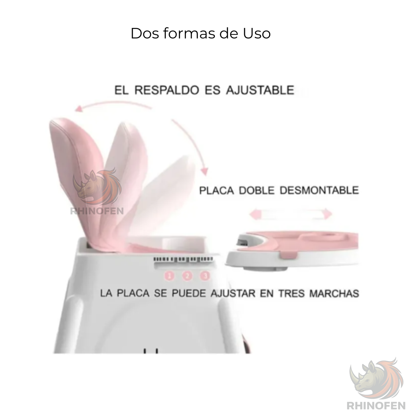 Silla para comer Multifuncional Altura ajustable rosa
