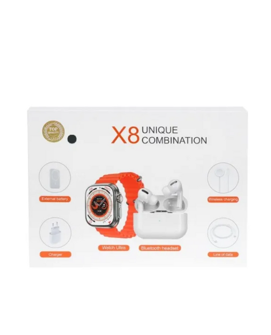 X8 Reloj Smart + Audífonos + Cargador Portátil