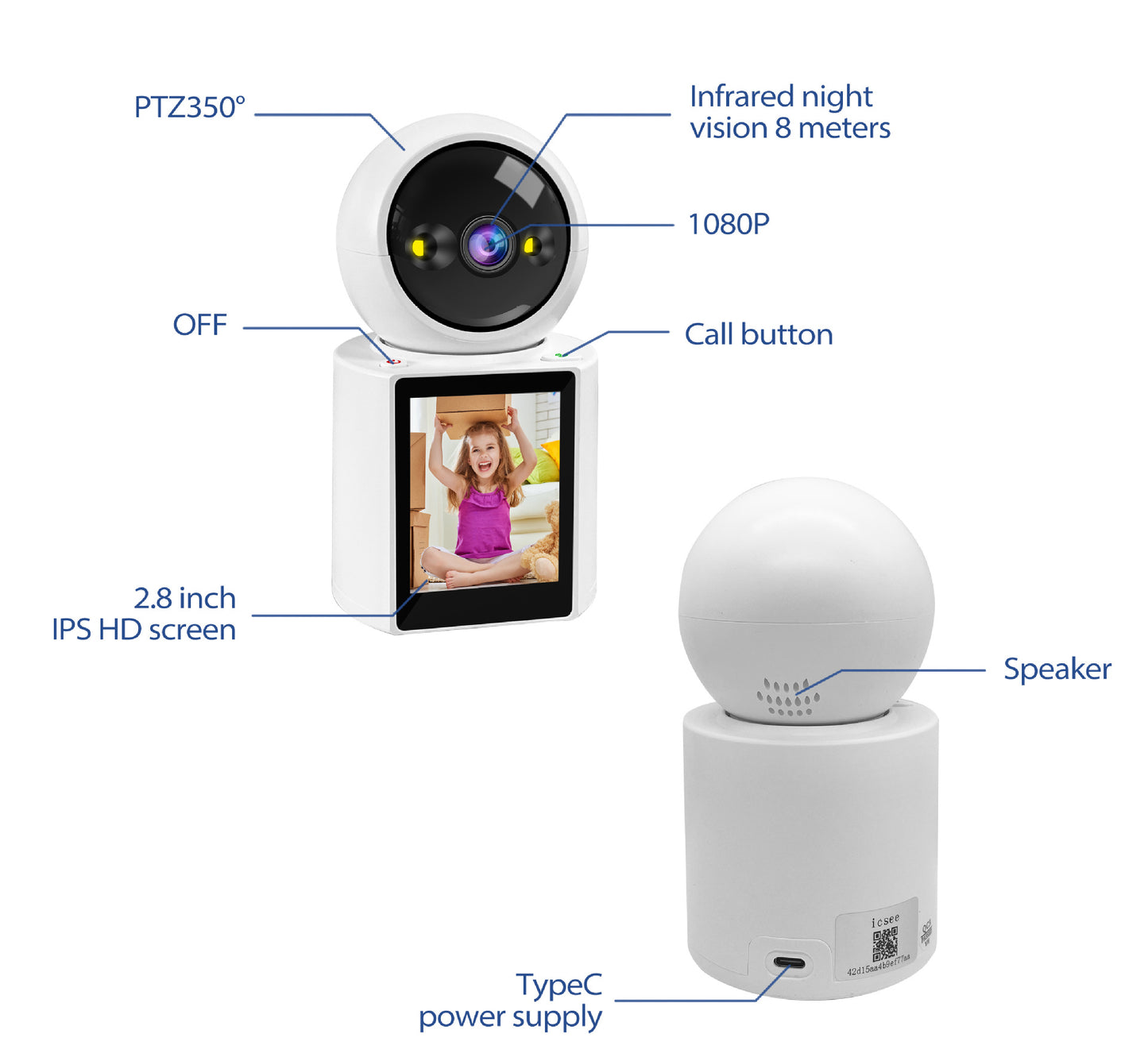 Cámara Hd Wifi 1080p Ptz Interior Baby Monitoring