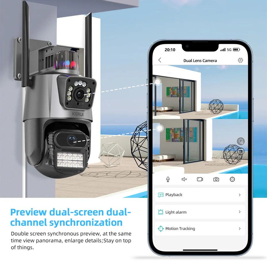 Smart Cámara Dual Baliza Wifi Alarma APP Yoosee