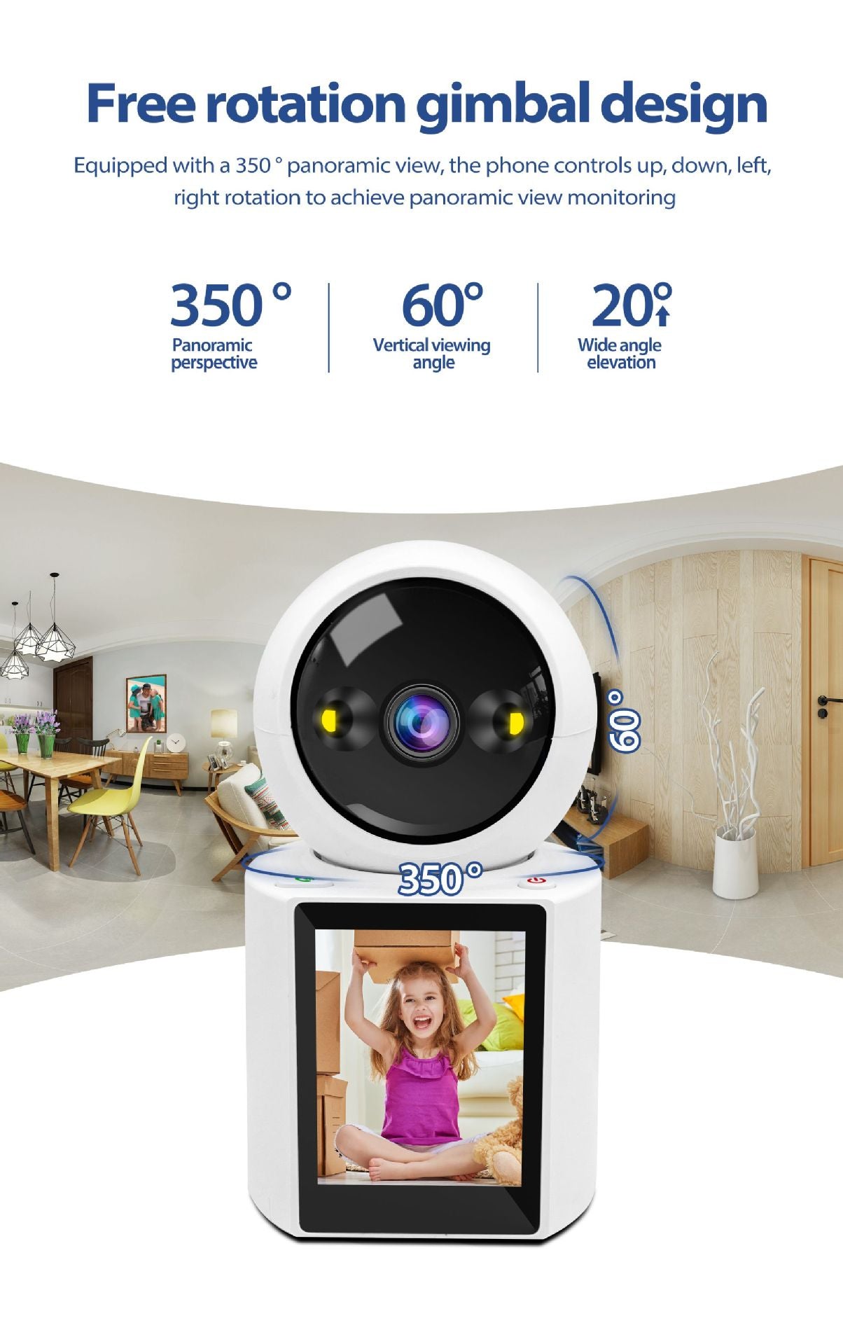 Cámara Hd Wifi 1080p Ptz Interior Baby Monitoring