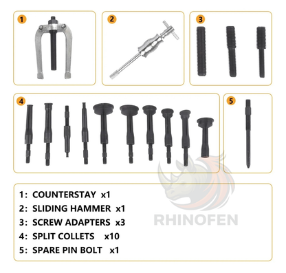 Kit 16 Piezas Extractor Rodamientos Internos + Maletin