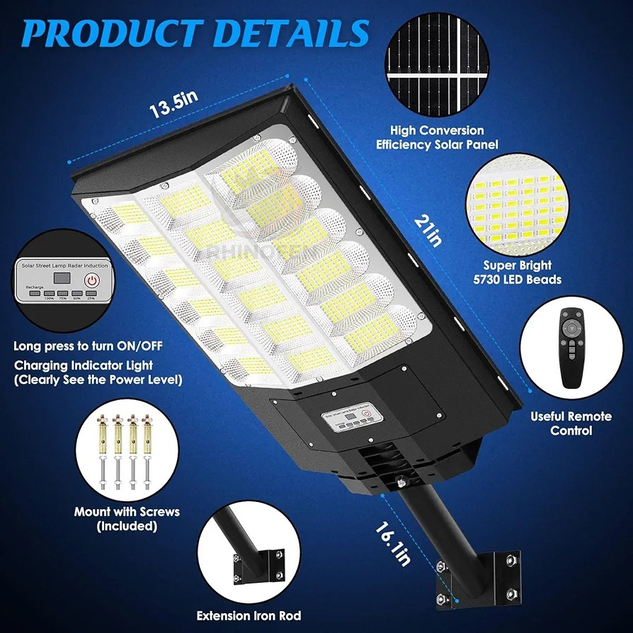 Foco Solar 1000w Led Calidad + Soporte + Control Ip67