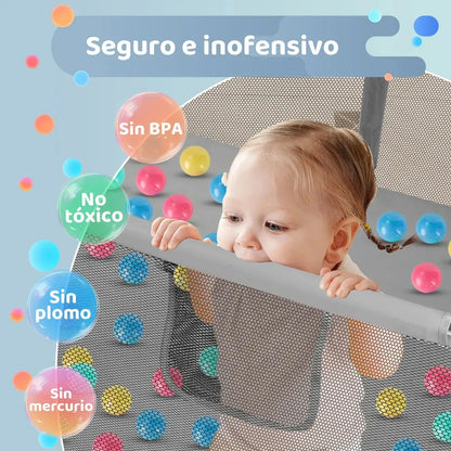 Corral Seguridad Bebes Con Aro De Basket 180cm Gris