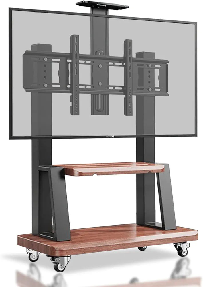 Soporte Tv 32 A 70 Base Pedestal Rueda Acabado Madera