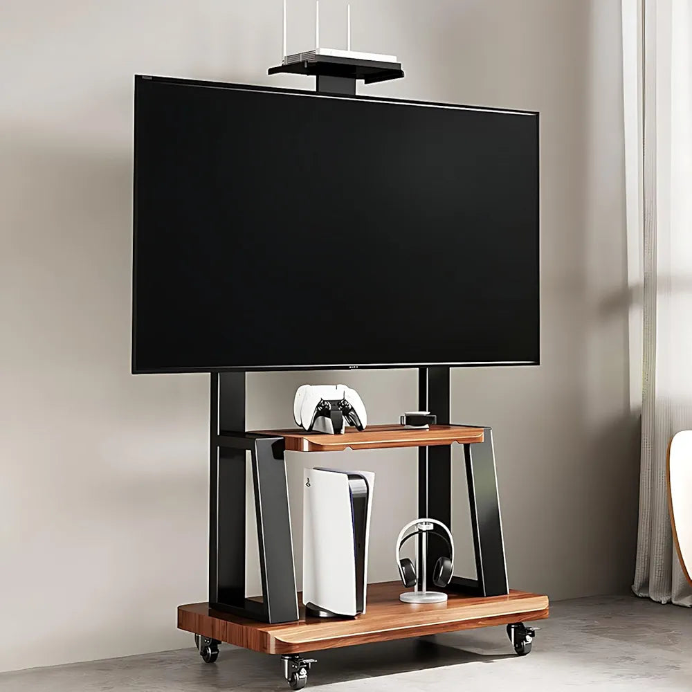 Soporte Tv 32 A 70 Base Pedestal Rueda Acabado Madera