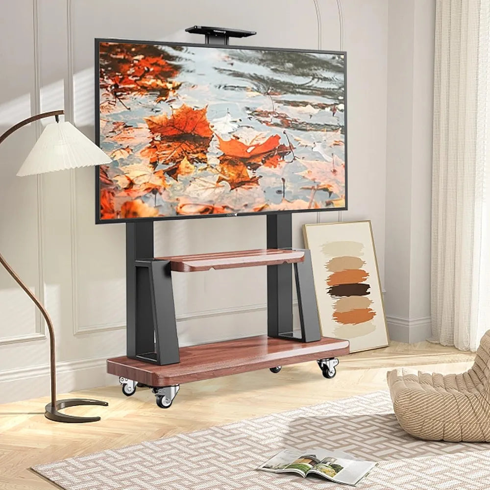 Soporte Tv 32 A 70 Base Pedestal Rueda Acabado Madera