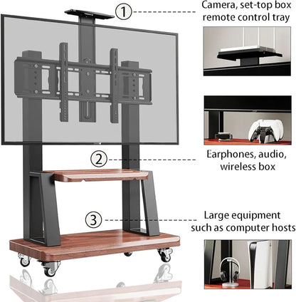 Soporte Tv 32 A 70 Base Pedestal Rueda Acabado Madera
