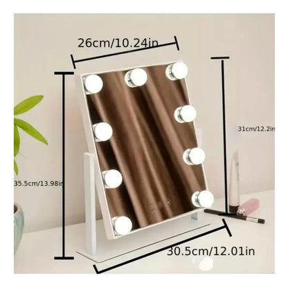 Espejo Tocador Maquillaje Profesional Led 9 Luces Usb 360°
