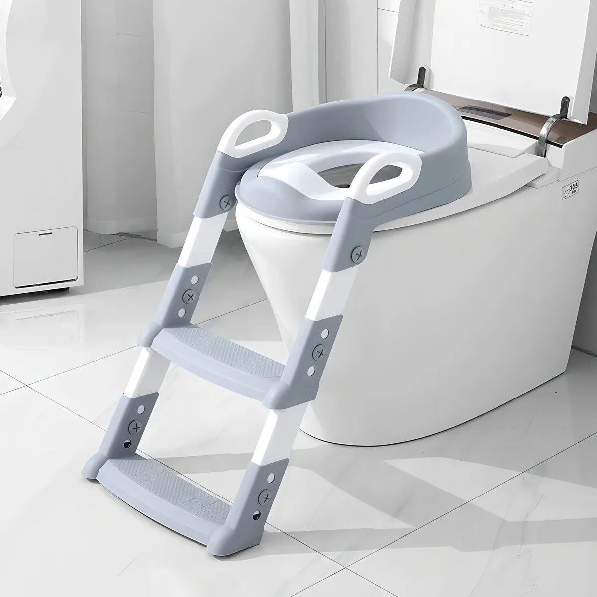 Asiento Entrenador Con Escalera Ajustable Bebe Color Gris
