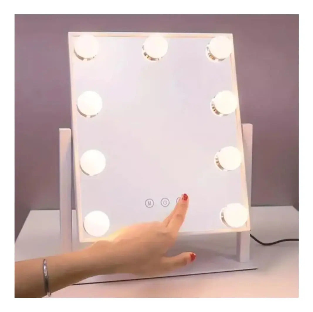 Espejo Tocador Maquillaje Profesional Led 9 Luces Usb 360°