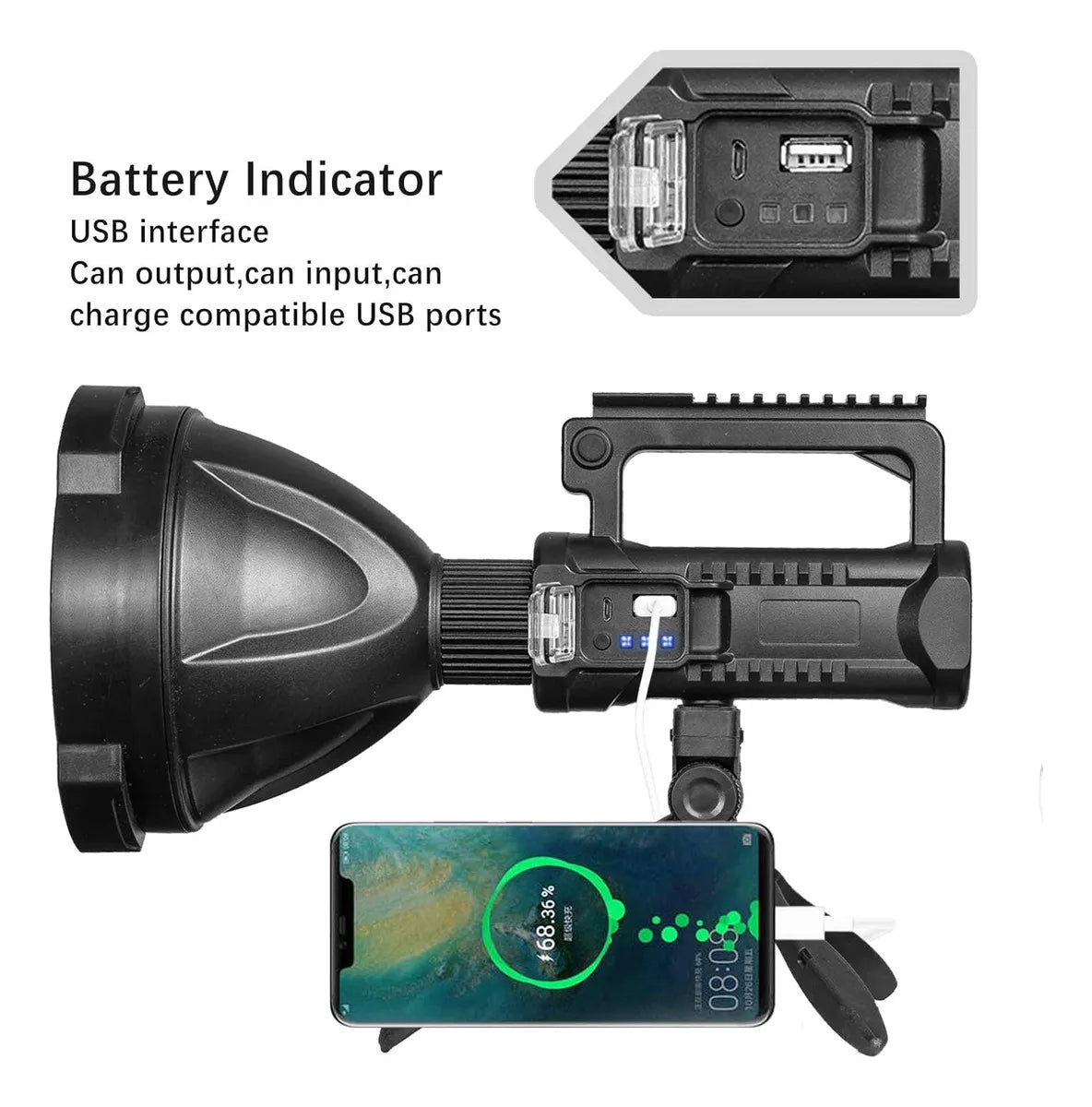 Linterna Led P70 Foco Multifuncional Recargable Potente