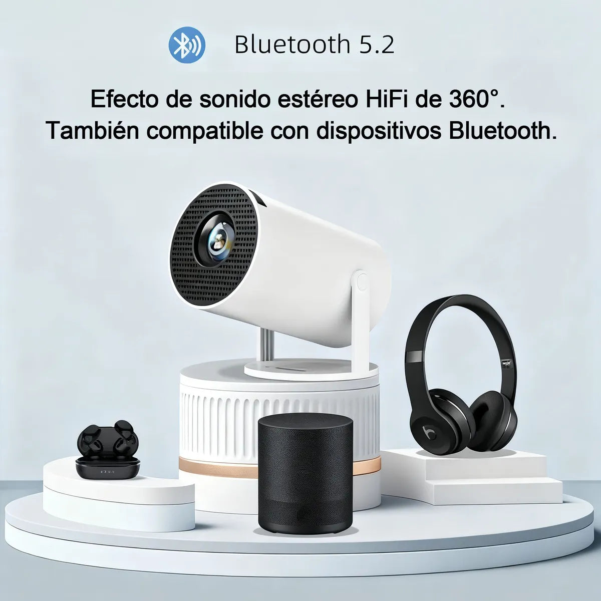 Proyector Cine Juegos Portátil 2 Mandos Android Tv Blanco