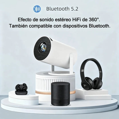 Proyector Cine Juegos Portátil 2 Mandos Android Tv Blanco