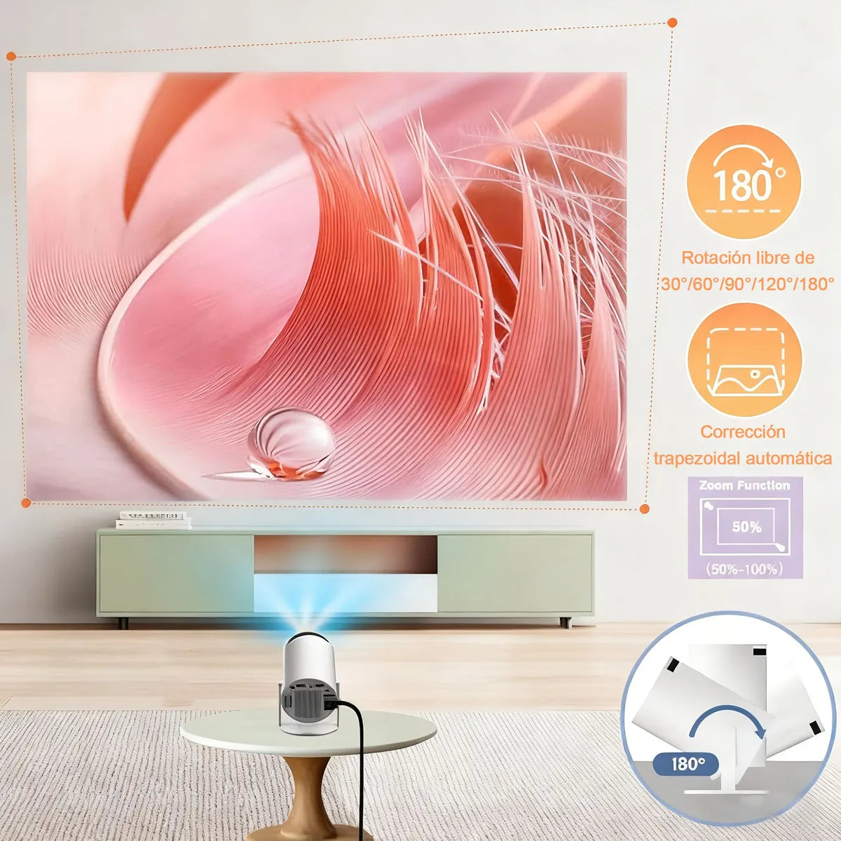 Proyector Cine Juegos Portátil 2 Mandos Android Tv Blanco