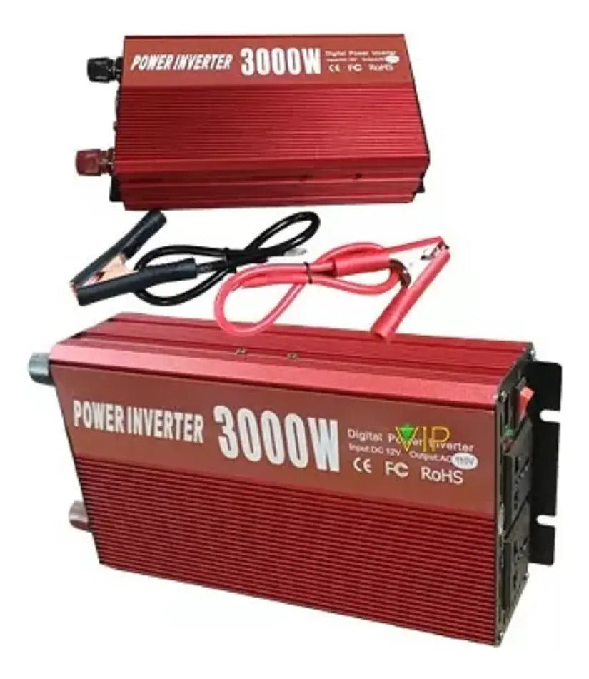 Inversor de Corriente 12V a 220V 3000W – 2 Salidas AC + USB + Protección Múltiple