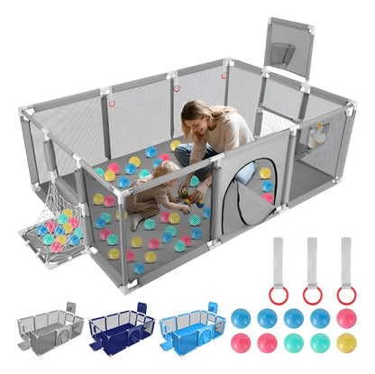 Corral Seguridad Bebes Con Aro De Basket 180cm Gris