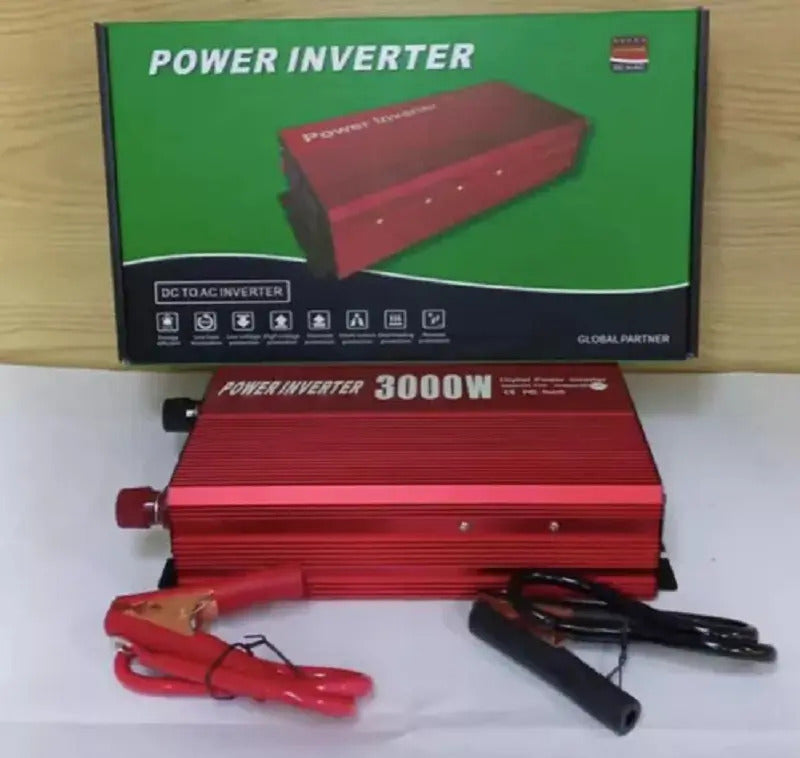 Inversor de Corriente 12V a 220V 3000W – 2 Salidas AC + USB + Protección Múltiple