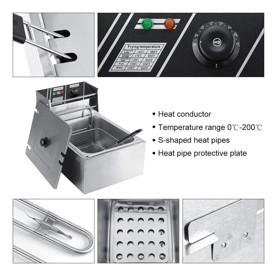 Freidora Eléctrica Capacidad 6 Litros Aceite Industrial