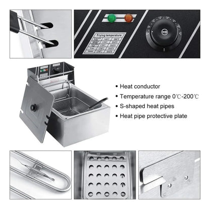 Freidora Eléctrica Capacidad 6 Litros Aceite Industrial