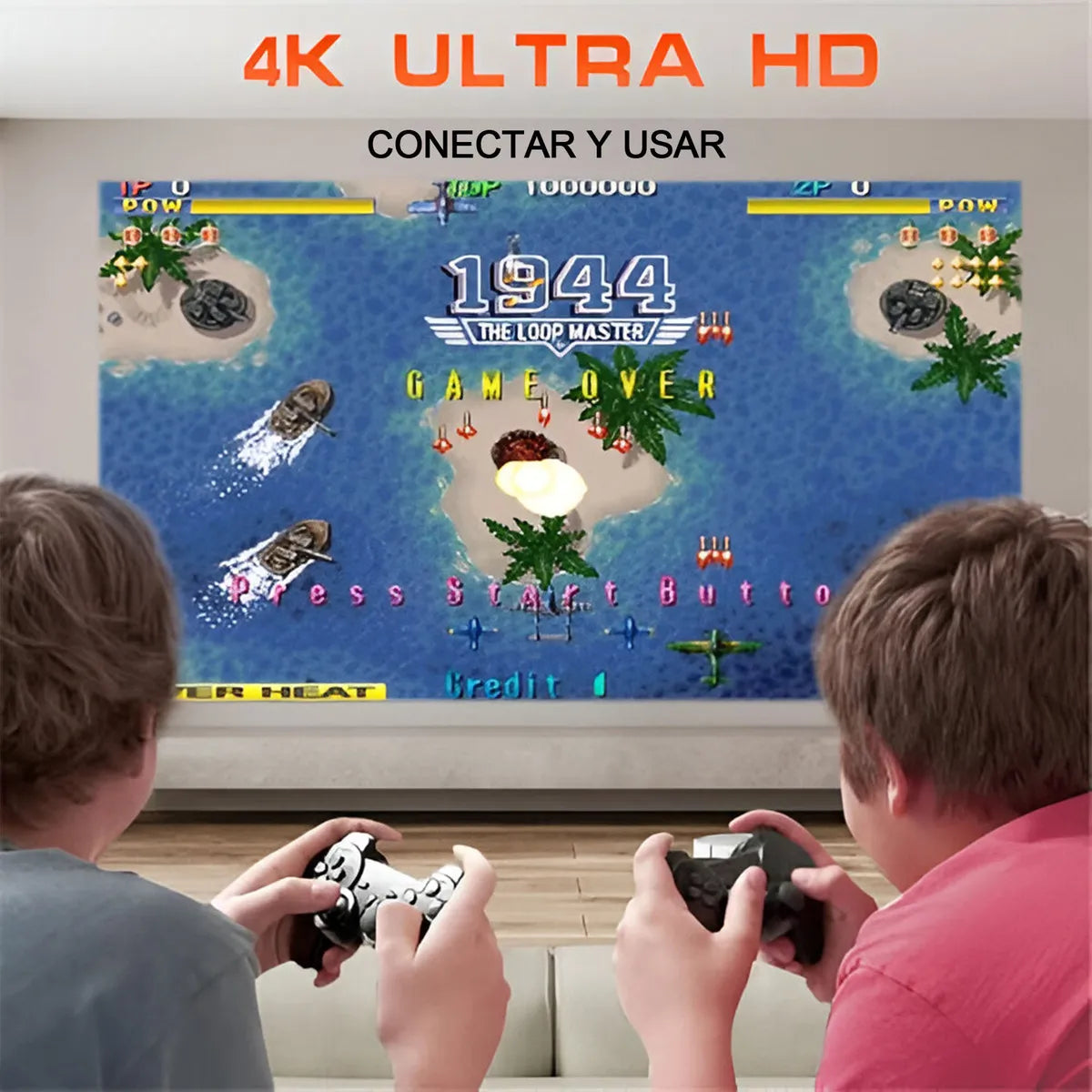 Proyector Cine Juegos Portátil 2 Mandos Android Tv Blanco