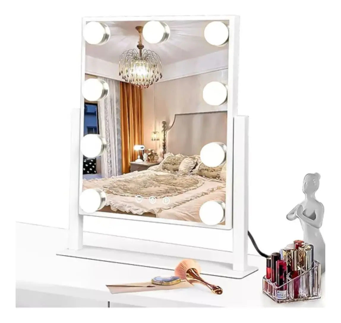 Espejo Tocador Maquillaje Profesional Led 9 Luces Usb 360°