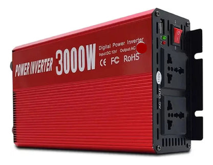 Inversor de Corriente 12V a 220V 3000W – 2 Salidas AC + USB + Protección Múltiple