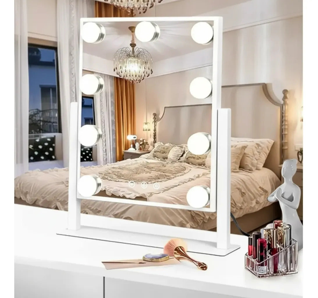 Espejo Tocador Maquillaje Profesional Led 9 Luces Usb 360°