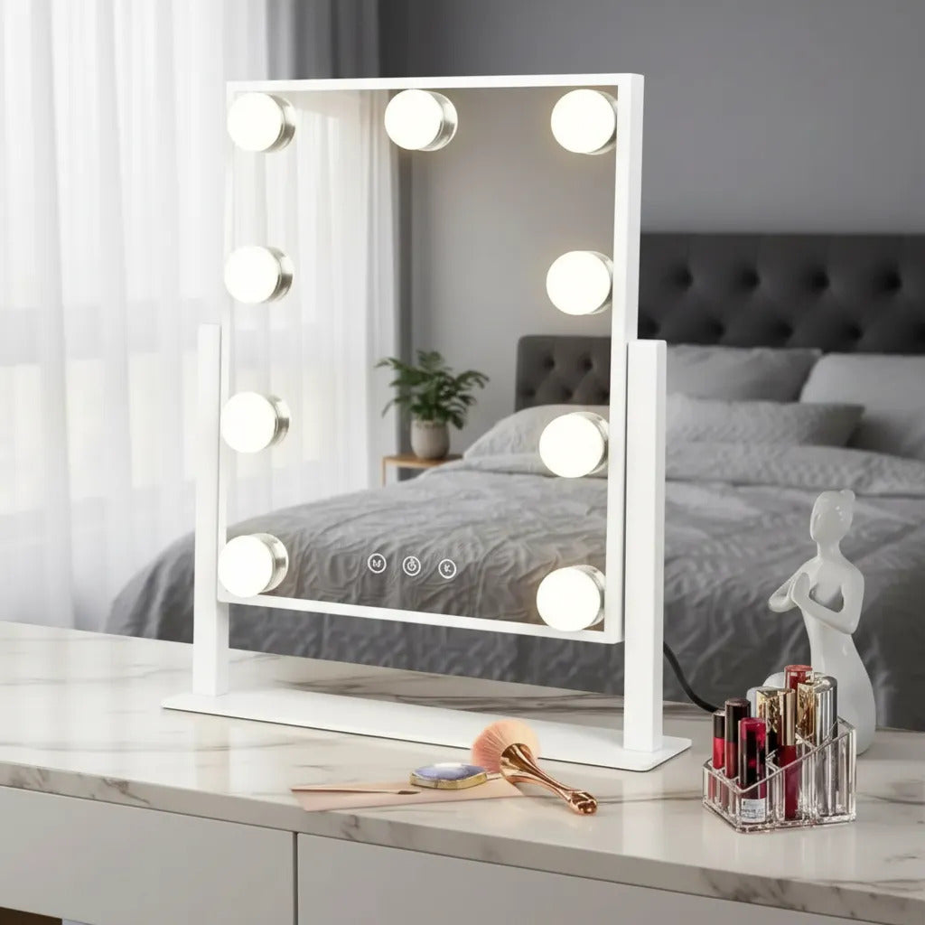 Espejo Tocador Maquillaje Profesional Led 9 Luces Usb 360°