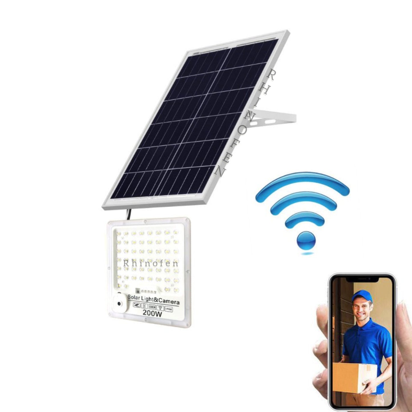 Camara Wifi Con Foco Solar 200w Incorporado + Control Remoto