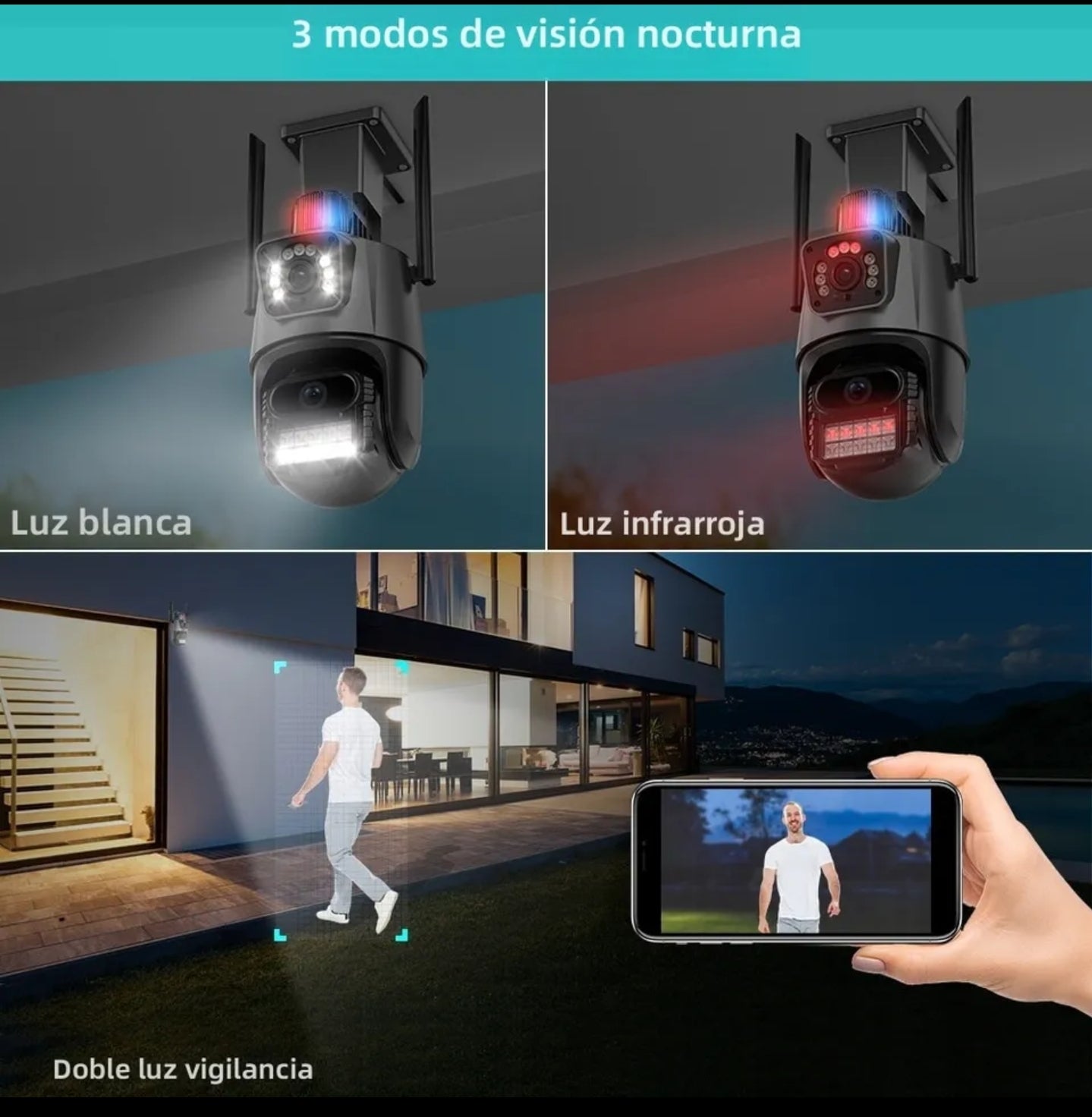 Smart Cámara Dual Baliza Wifi Alarma APP Yoosee