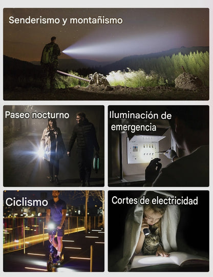 Linterna Led Telescópica Premium Aluminio Recargable Usb-C