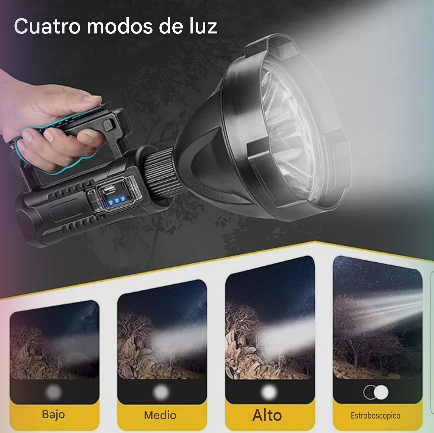 Linterna Led De Largo Alcance con Tripode / Cargador Emergencia