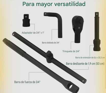 Dado De Impacto 3/4 Y 1 Pulgadas 26 Piezas Profesional