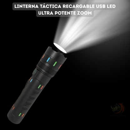 Linterna Táctica Led USB Led Ultra Potente Zoom /Power Bank