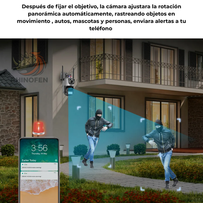 Cámara Dual IP con Alarma Baliza Wifi Ip66