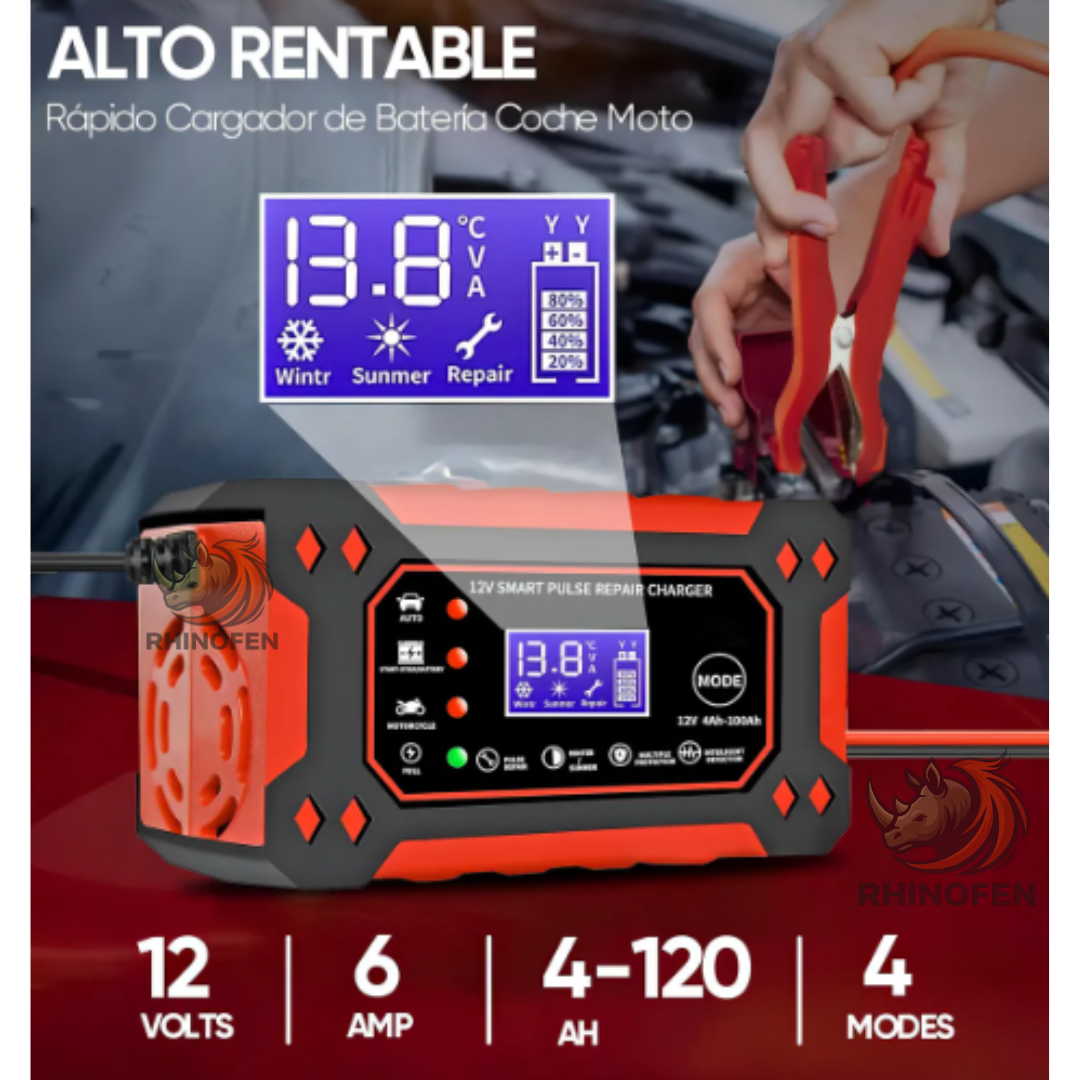 Cargador Inteligente Batería Auto Moto Carga Rápida 12v/24v
