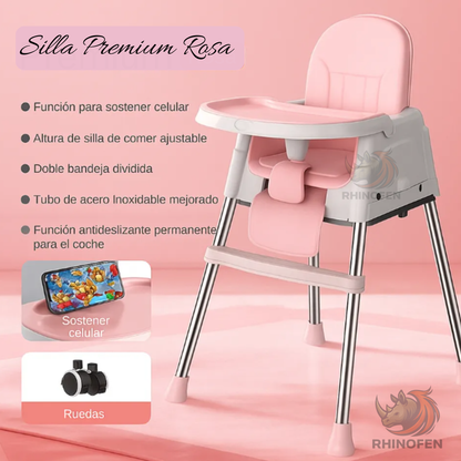Silla para comer Multifuncional Altura ajustable rosa