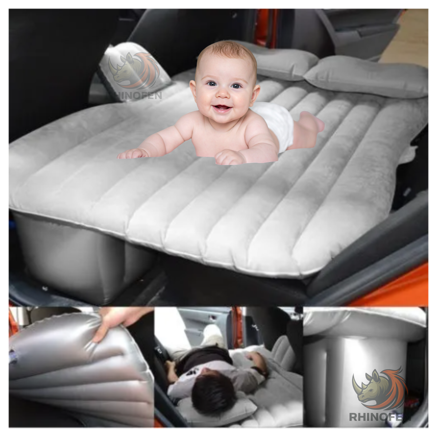 Colchon inflable para Auto con 2 Almohadas Descanso y Camping
