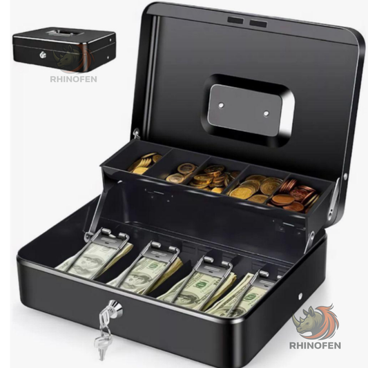 Caja de Dinero Metálica con Llave Color Negro