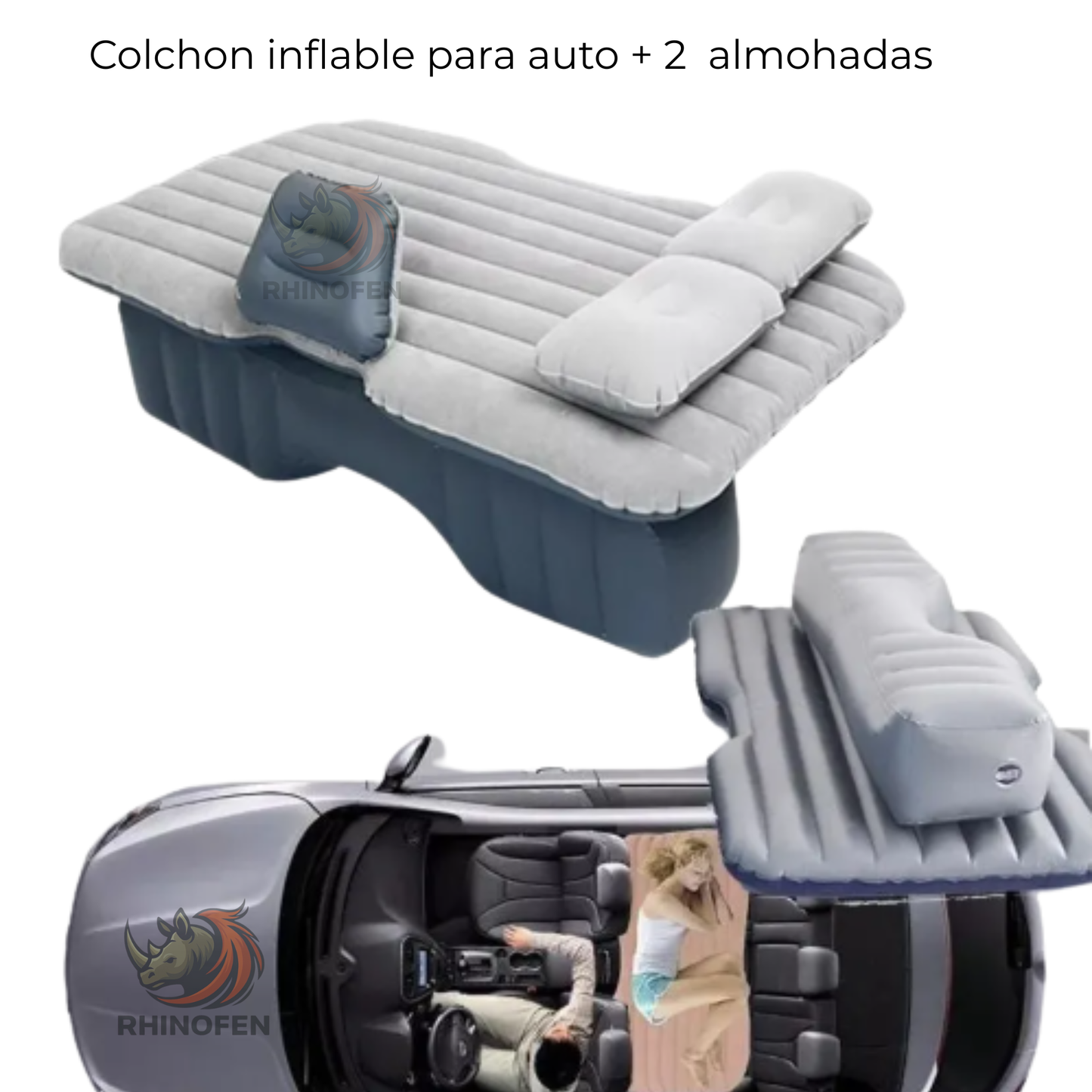 Colchon inflable para Auto con 2 Almohadas Descanso y Camping
