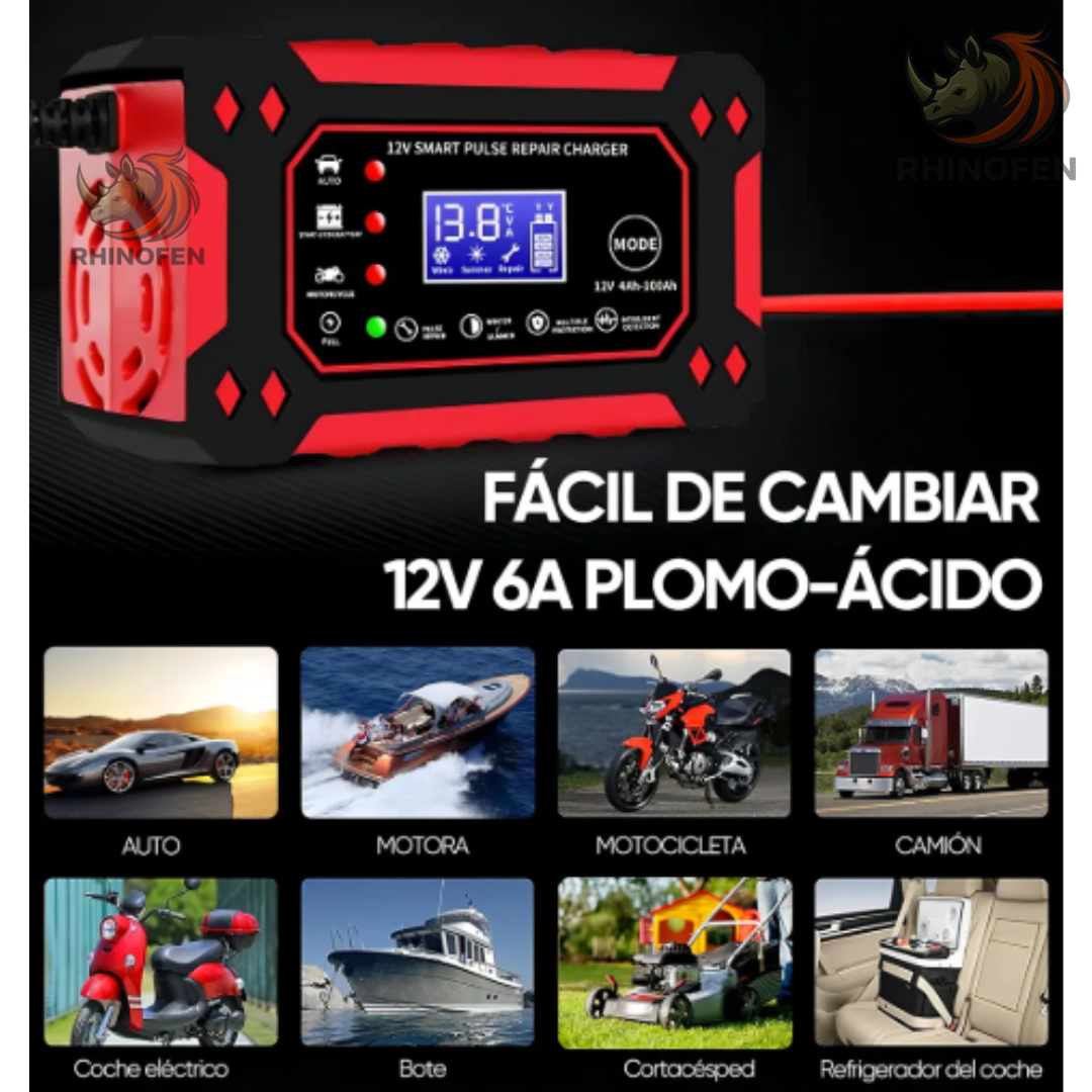Cargador Inteligente Batería Auto Moto Carga Rápida 12v/24v
