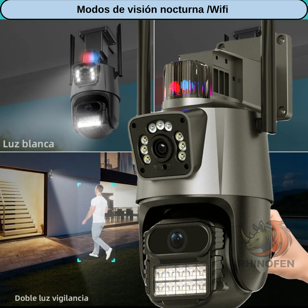Cámara Dual IP con Alarma Baliza Wifi Ip66