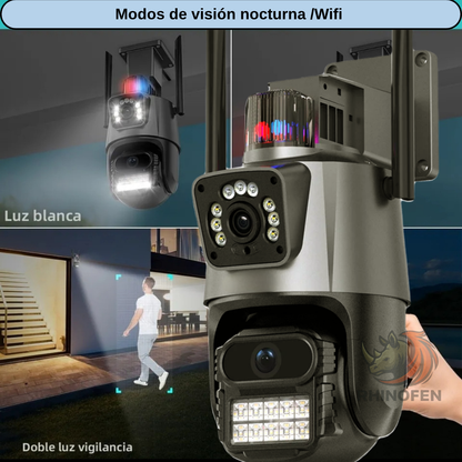 Cámara Dual IP con Alarma Baliza Wifi Ip66