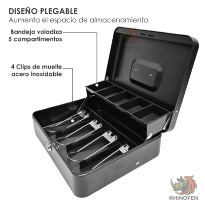 Caja de Dinero Metálica con Llave Color Negro