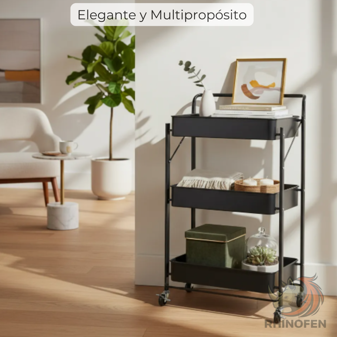 Carro Auxiliar Organizador Plegable Multiuso 3 estantes