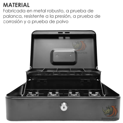 Caja de Dinero Metálica con Llave Color Negro