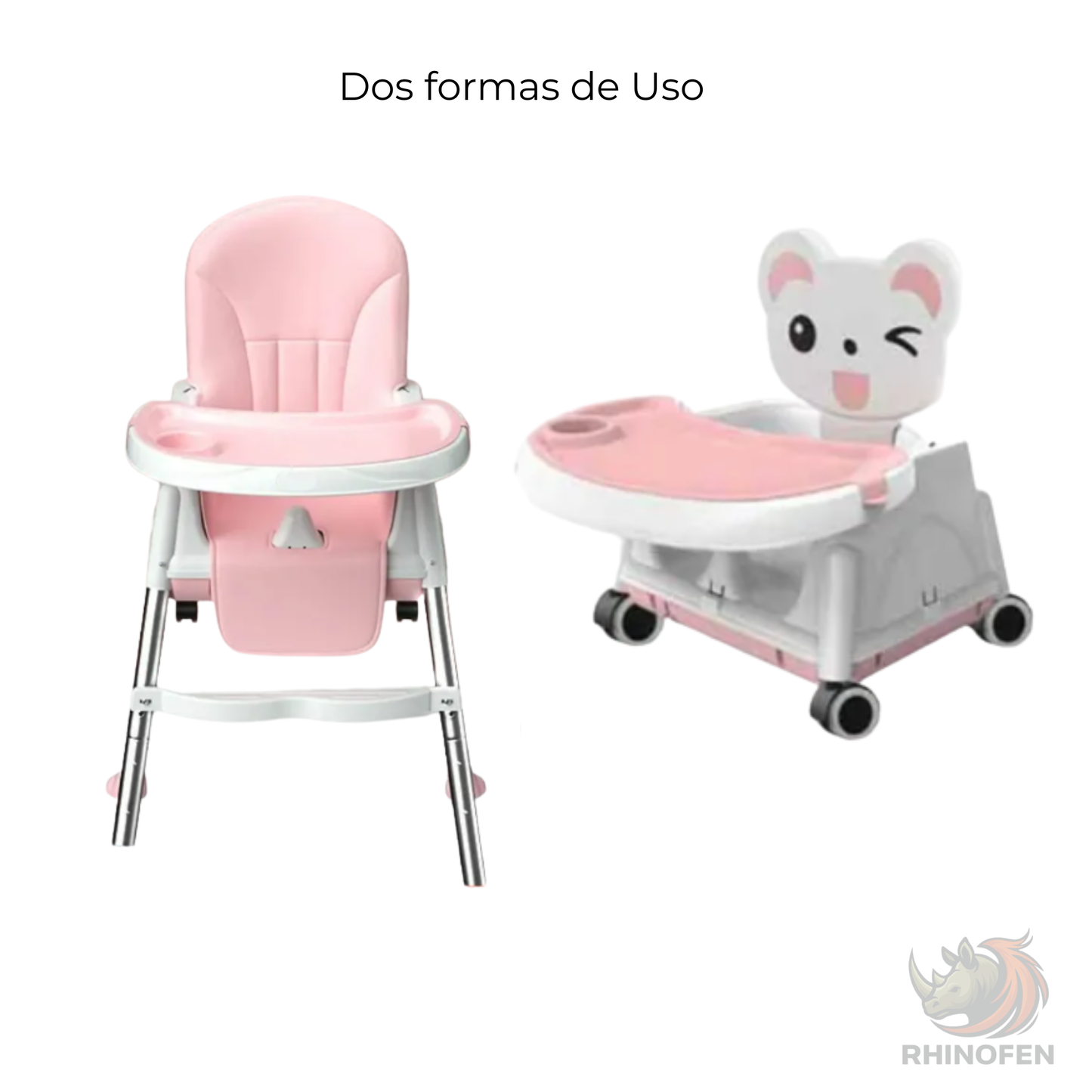 Silla para comer Multifuncional Altura ajustable rosa