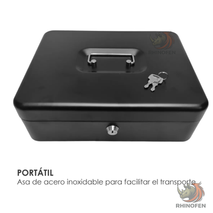 Caja de Dinero Metálica con Llave Color Negro